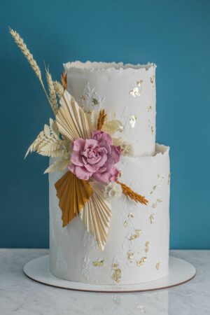 C.D Boho Floral Wedding Cake